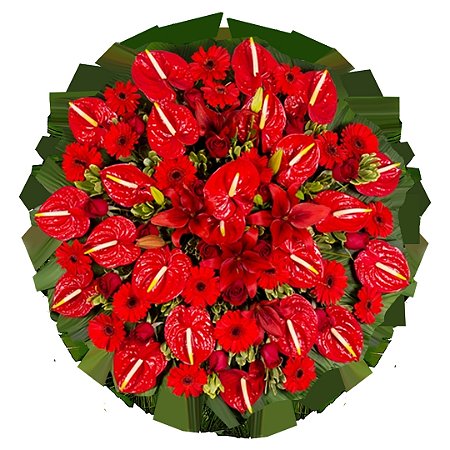 Coroa de Flores Luxo com Tons Vermelhos