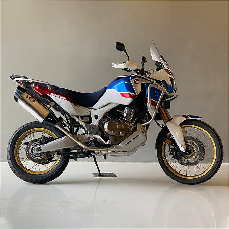 Escapamento Full Ponteira PW23 escovada com protetor de ponteira em fibra de carbono | Coletor escovado Honda Africa Twin 1000 2016-2020 Power Escapamentos