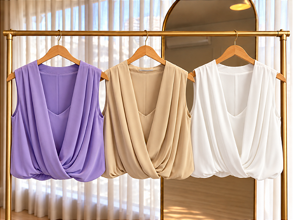 Blusa Crepe Transpassada