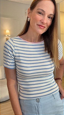 Blusa Listrada Decote Canoa