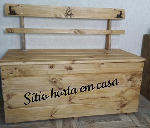 Caixa de lenha em madeira maciça envernizada estilo rústico