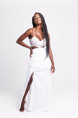 Saia Trançada Longa Branca