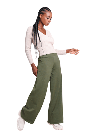 Calça tricot pantalona freddo lisa Verde Militar