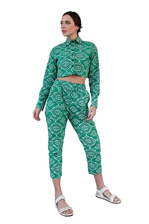 Calça Jogger Estampa Bandana Verde