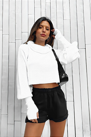 Tricot Cropped Oversized BRANCO