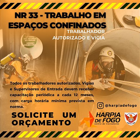 Curso de Trabalho em Espaços Confinados - Trabalhador Autorizado e Vigia
