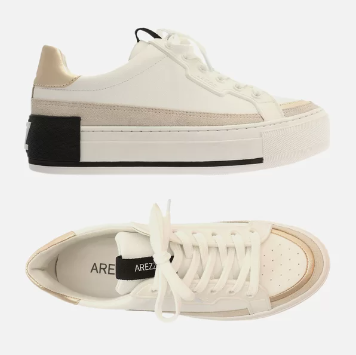 Tênis Arezzo Branco Flatform Amarração Preto