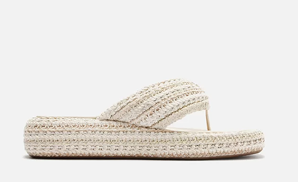 Sandália Arezzo Off-White Crochê Flatform Flip Flop