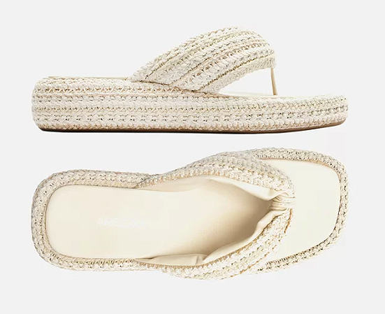 Sand lia Arezzo Off White Croch Flatform Flip Flop DIDELLE