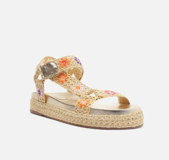 Sandália Papete Arezzo Cru Crochê Flatform Flores
