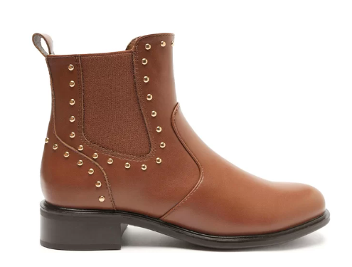 Bota Anacapri Chelsea Cano Curto Tachas Marrom