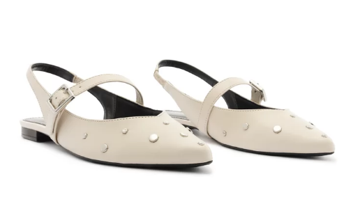 Sapatilha Anacapri Slingback Bico Fino Tachas Branca
