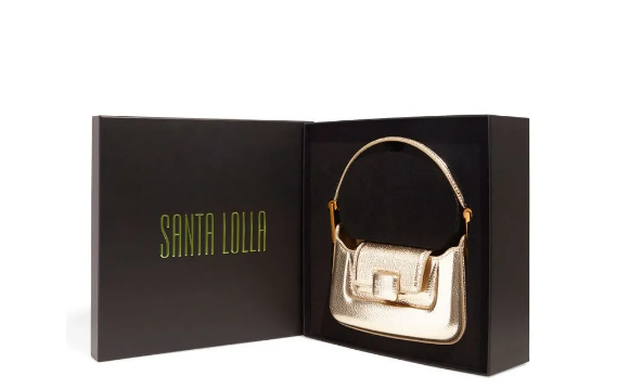 Bolsa Santa Lolla Material Metalizado Dourada Duas Alças
