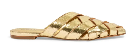 Mule Santa Lolla Couro Craquele Dourado Tiras Entrelaçadas