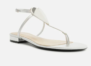 Sandalia Arezzo Prata Couro Slim Coração Metal