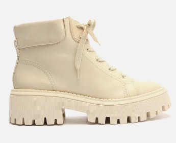 Coturno Arezzo Off-White Couro Tratorado Cano Curto