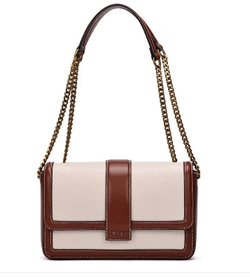 Bolsa Santa Lolla Floater Off White E Marrom Alça Ombro Corrente