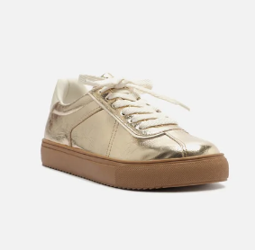 Tenis Arezzo Dourado Couro Sola Baixa Básico