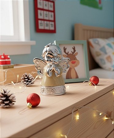 Anjo da Guarda em Resina Metalizado