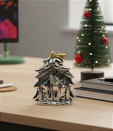 Mini presépio de mesa metalizado