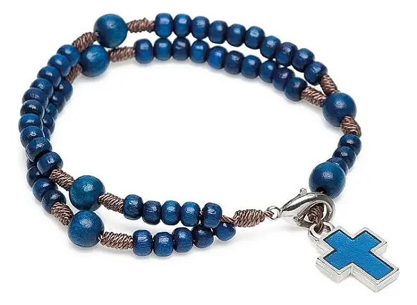 Pulseira Terço Infantil Regulável Azul