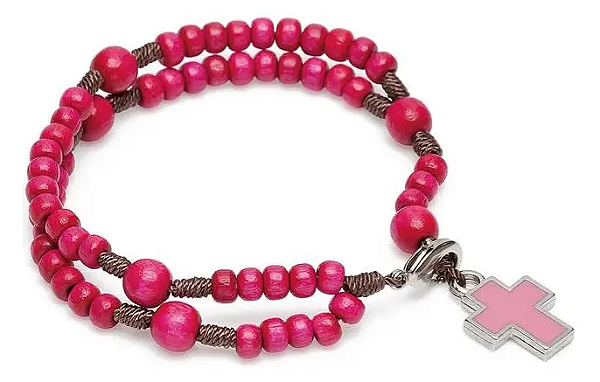 Pulseira Terço Infantil Regulável - Rosa