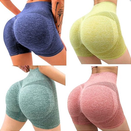 Shorts Levanta Empina Bumbum Fitness Treino Academia Yoga Pilates Corrida Cintura Alta Confortável