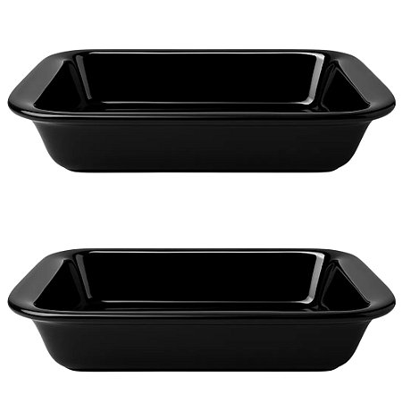 Kit 2un Travessas Refratárias Cerâmicas Retangulares Assadeira Multiuso Para Servir Forno 1850ml
