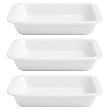 Kit 3un Travessas Refratárias Cerâmicas Retangulares Assadeira Multiuso Para Servir Forno 1850ml