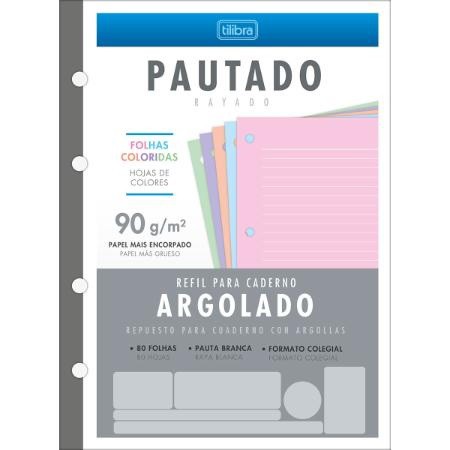 REFIL CADERNO ARGOLADO COL 80F COLORIDA