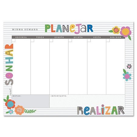 BLOCO SEMANAL FRASES COLORIDAS FINA IDEIA