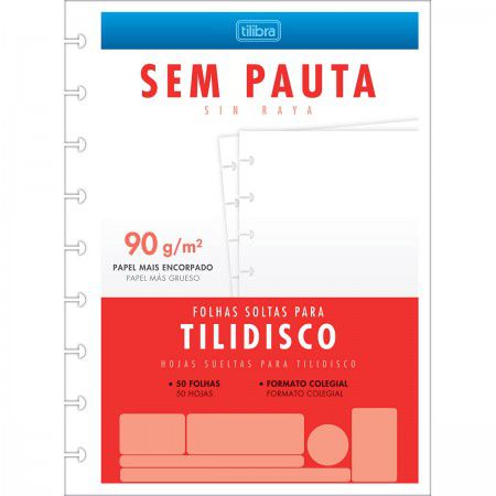 REFIL TILIDISCO COLEGIAL SEM PAUTA 50 FOLHAS