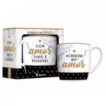 CANECA PORCELANA URBAN 360ML COM AMOR TUDO É POSSÍVEL