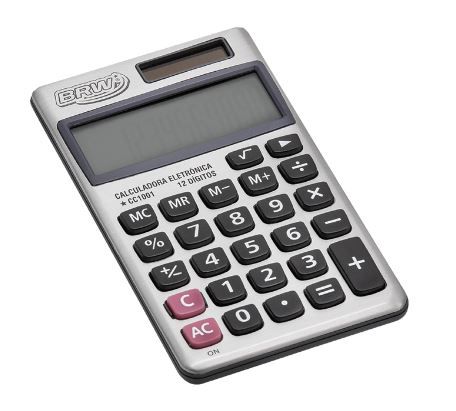 CALCULADORA PEQUENA 12 DÍGITOS METAL - PRATA