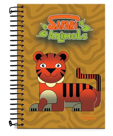 CADERNO ESPIRAL 1/4 80 FLS SAFARI ANIMALS CADERSIL