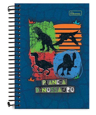 CADERNO ESPIRAL 1/4 80 FLS PLANETA DINOSSAURO CADERSIL