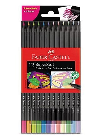 LÁPIS DE COR SUPERSOFT 6 NEON + 6 PASTEL FABER-CASTELL