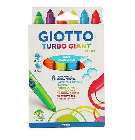 CANETA HIDROCOR TURBO GIANT FLUO 6 CORES GIOTTO