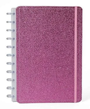 CADERNO REPOSICIONÁVEL DISKO G GLITTER ROSA