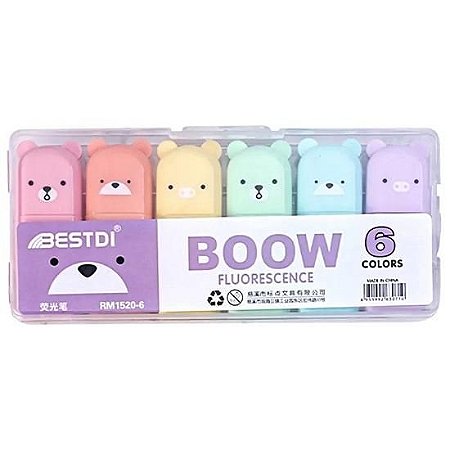 MARCA TEXTO BICHINHOS BOOW C/6 CORES KAWAII