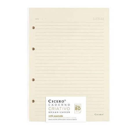 REFIL CADERNO ARGOLADO 40FLS POLEN 80G PAUTADO 17X24 CICERO