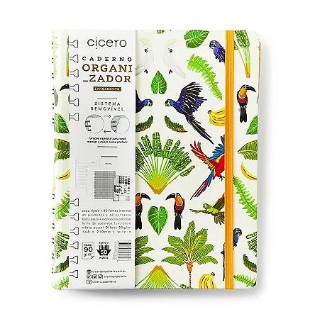 CADERNO ORGANIZADOR PASSAROS A5 FLORESTA TROPICAL BRANCO CICERO