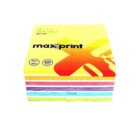 BLOCO ADESIVO ARCO-IRIS CUBO 7C 76MM X 76MM 400 FOLHAS MAXPRINT