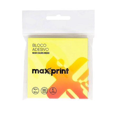 BLOCO ADESIVO NEON 76X76MM 4 CORES MAXPRINT