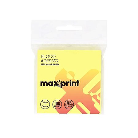 BLOCO ADESIVO 360 76X76MM AMARELO NEON MAXPRINT