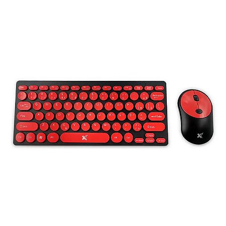 TECLADO E MOUSE SEM FIO PRETO E VERMELHO MAXPRINT