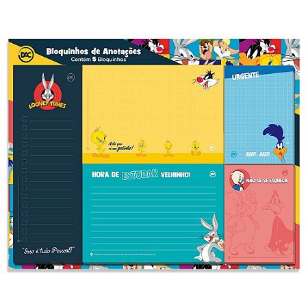 BLOQUINHO DE ANOTAÇÕES C/ 5 20F CD - LOONEY TUNNES