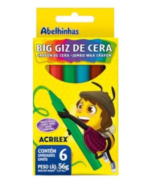 GIZ DE CERA BIG C/ 6 CORES ACRILEX