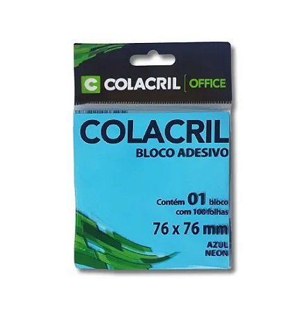 BLOCO ADESESIVO AZUL NEON 76x76 MM 100 FL