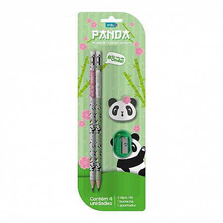 KIT PANDA LAPIS HB APONTADOR E BORRACHA C/4 ONDA
